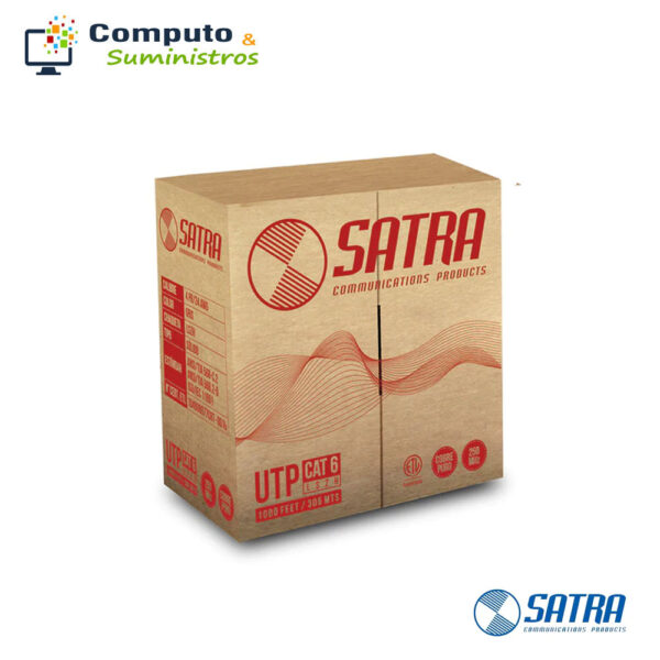 Cable Cat 6 U/UTP 100% COBRE LSZH-1 GRIS CERTIFICADO ETL 24AWG, 305M SATRA