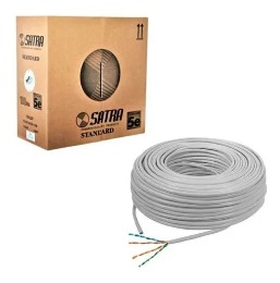 Cable Cat 5E U/UTP 100% COBRE CM GRIS CERTIFICADO ETL 305 METROS 24AWG Satra