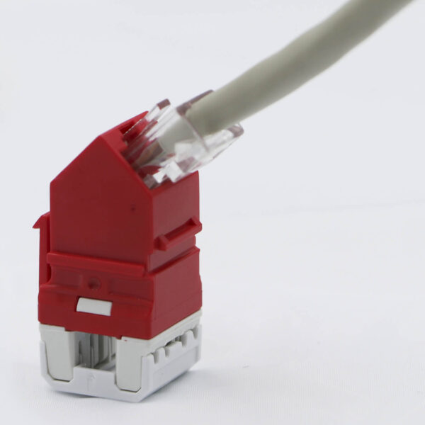Jack RJ45 Angular Cat 6 Blanco/azul/rojo Satra - Imagen 2