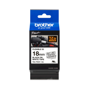 Cinta para etiquetado, disponible en Flex  TZEFX-241 (Para cables ) 18mm FLEX COLOR NEGRO -Brother